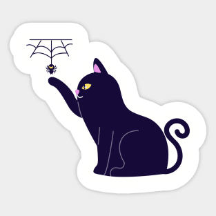 Black cat and spider Sticker